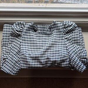 Topshop Black and White Checkered Midi Dress